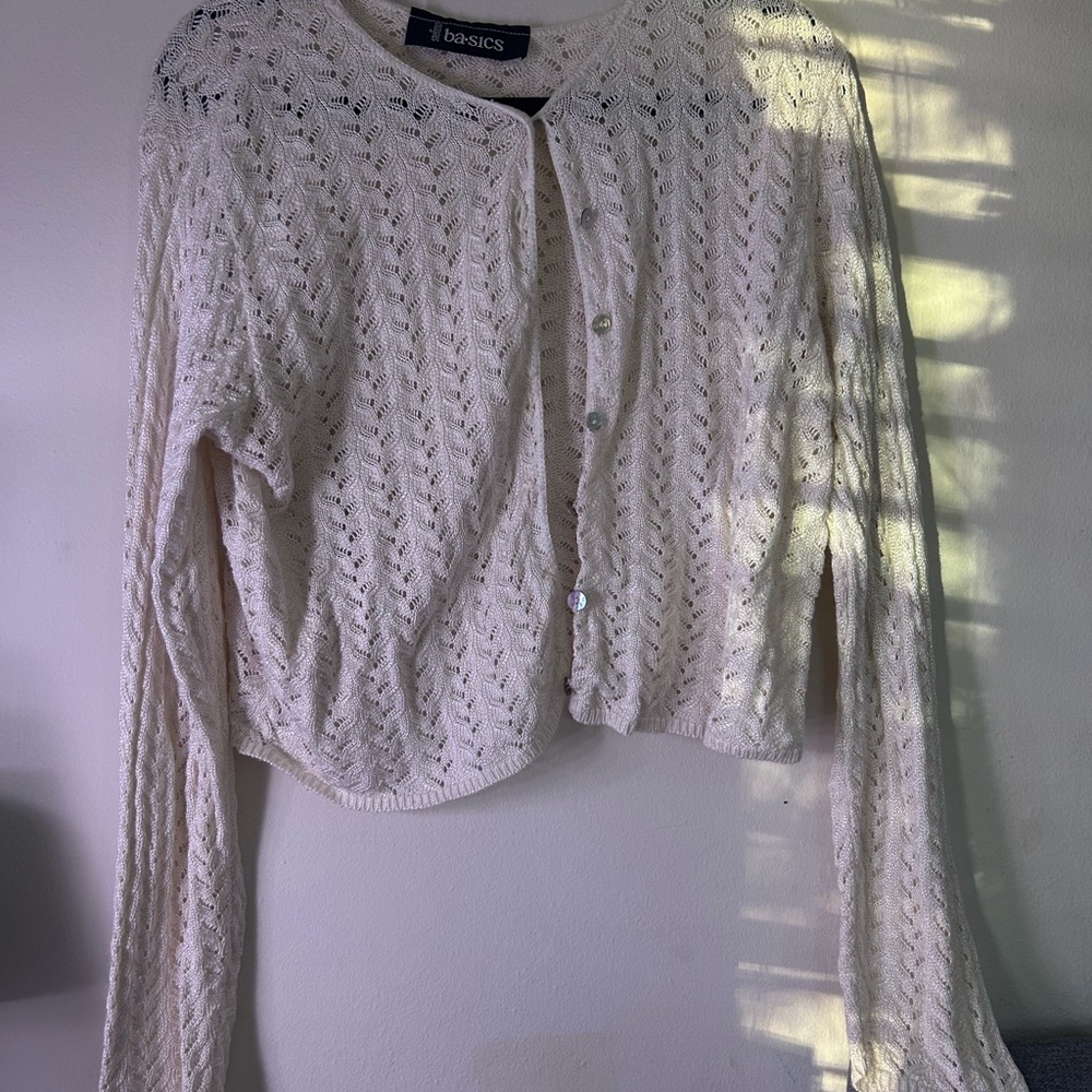 Crochet Cream Cardigan Sweater